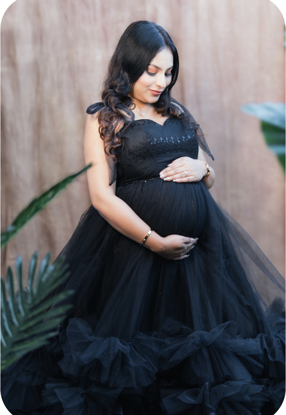 Diamond maternity black luxury gown